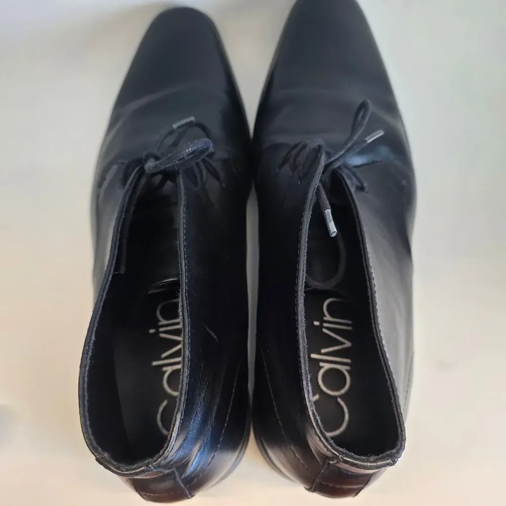 Calvin Klein Rolando Black Leather Chukka Ankle Boots Men's US 13 EU 46.5